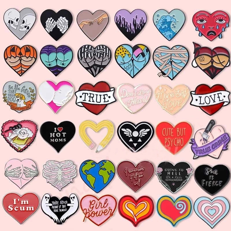 Cute Pin Letter Heart Shape Alloy Stoving Varnish Unisex Brooches