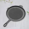 28cm Iron Ribbed Frying Pan Nonstick Handles Saucepan Pancake Skillet Household