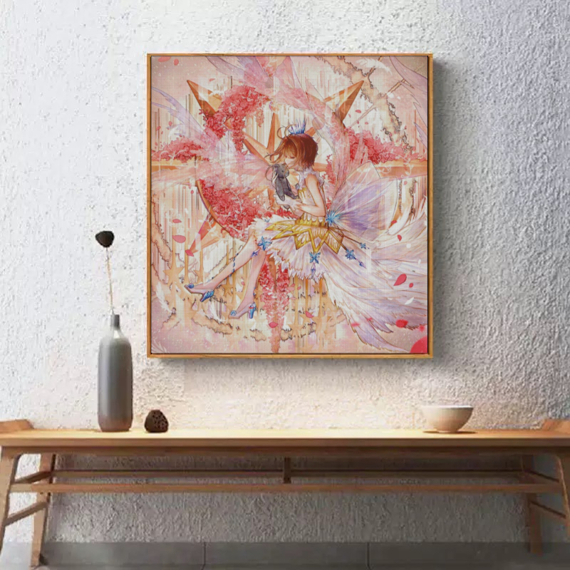 【KZ-JJ1801- Magic Card Girl Sakura Full Picture】 Painting Fairy Cross Stitch