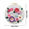 (Multi-Style) Flower-DIY Embroidery Kit with Pattern Cotton Threads Needles Hoop 30*30cm/11.81*11.81in