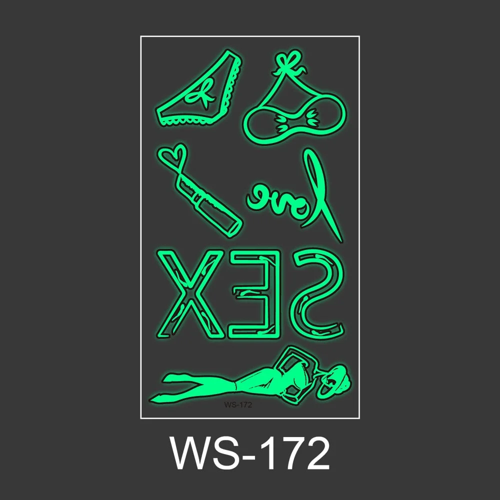 Luminous Tattoo Sticker Nightclub Bar Music Festival Carnival Tattoo Sticker Fluorescent Musical Note Glowing Cool Face Sticker