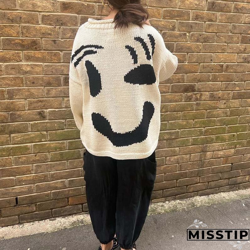 Smiley Casual Knit Sweater