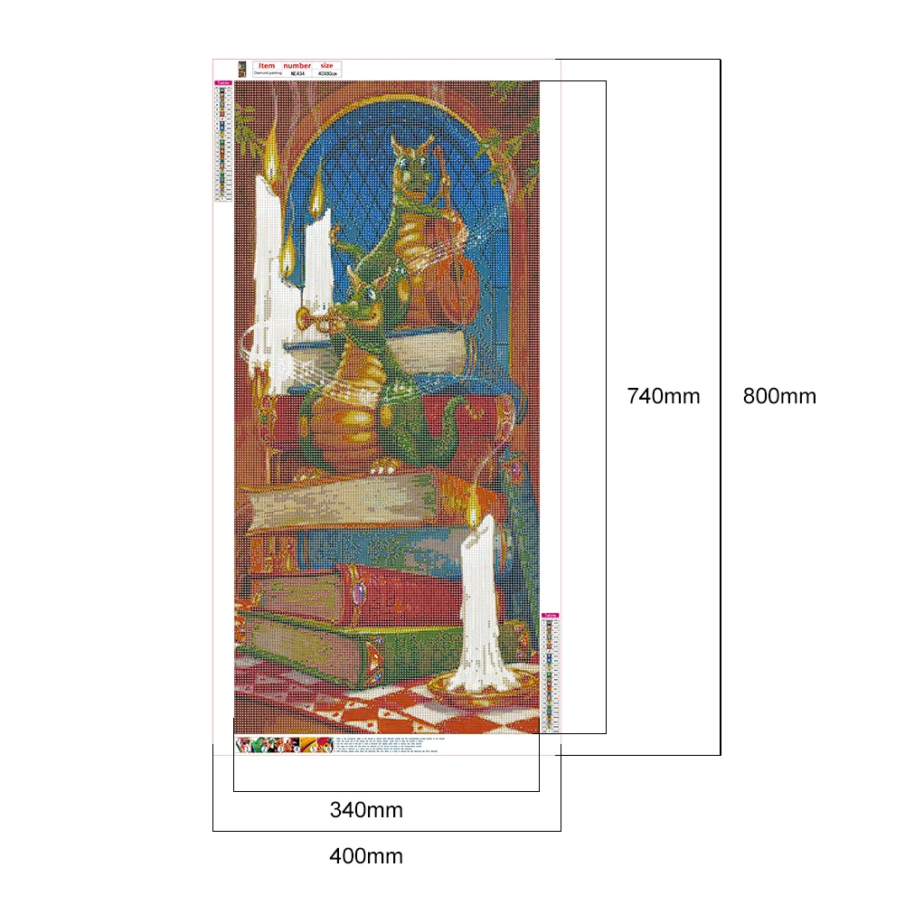 Diamond Painting - Full Round Drill - Cartoon Dinosaur(40*80cm)