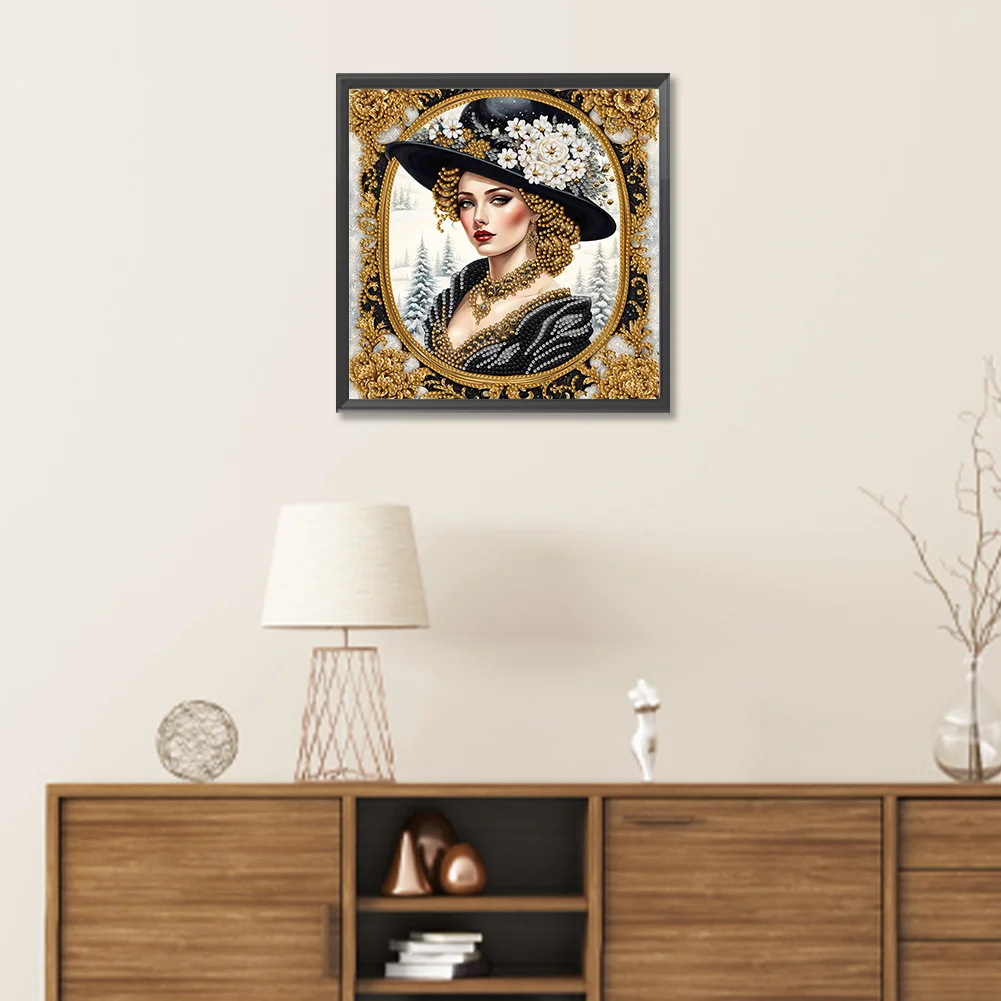 Diamond Painting - Partial Special Shaped Drill - Fashion Lady(Canvas|30*30cm)