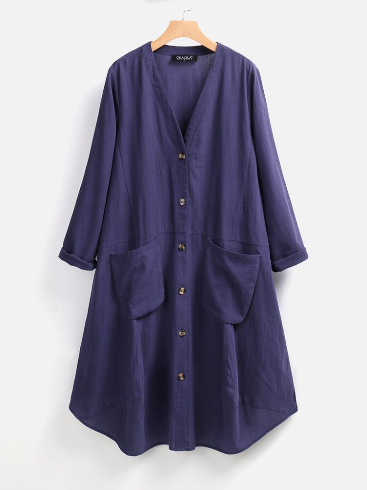Solid Color Long Sleeve Irregular Casual Kimono For Women P1626978