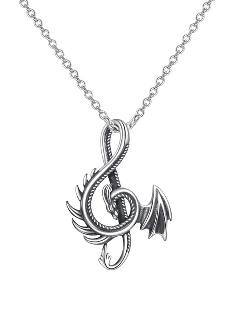 Dragon Inspired Music Treble Note Necklace