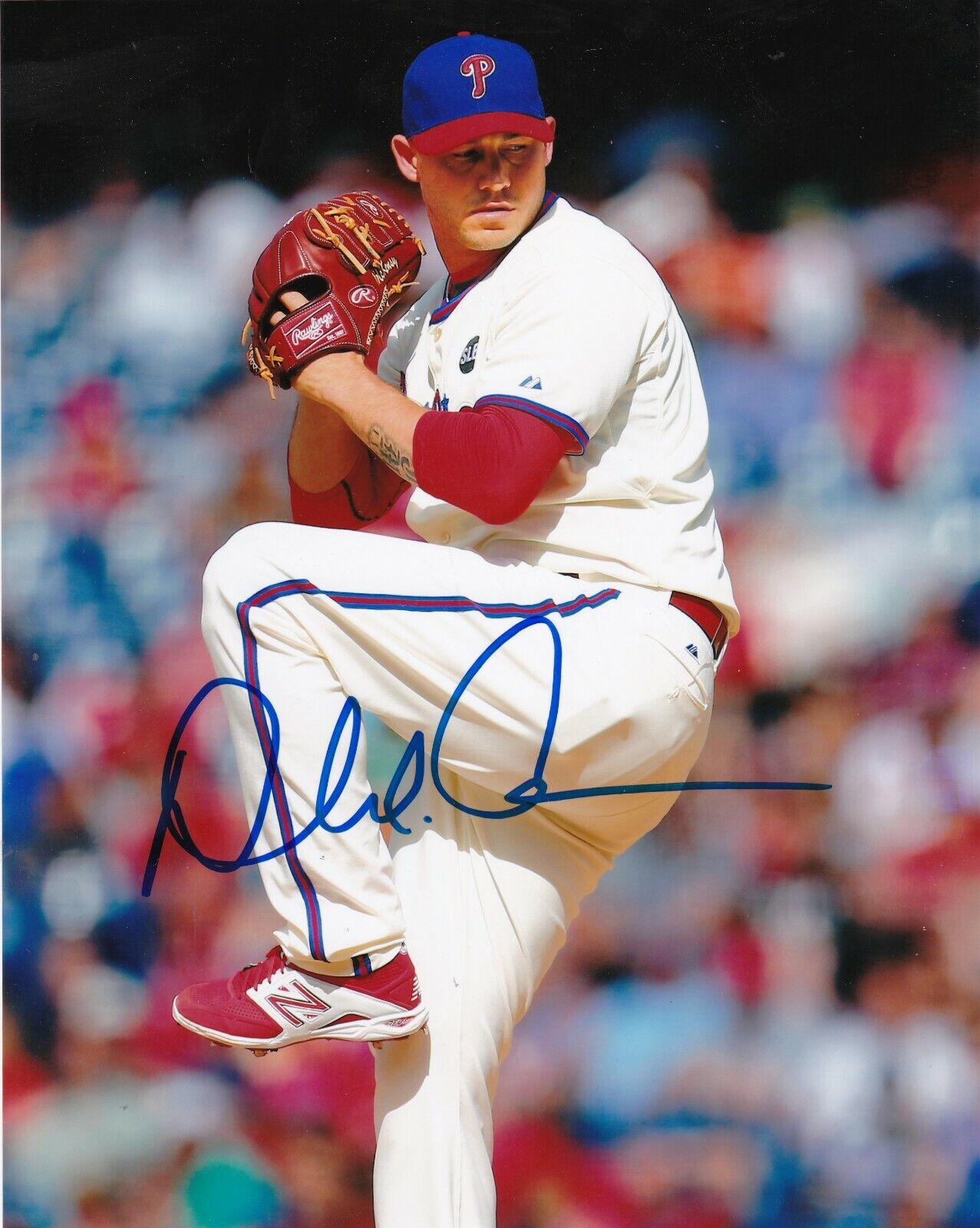 DUSTIN MCGOWAN PHILADELPHIA PHILLIES ACTION SIGNED 8x10