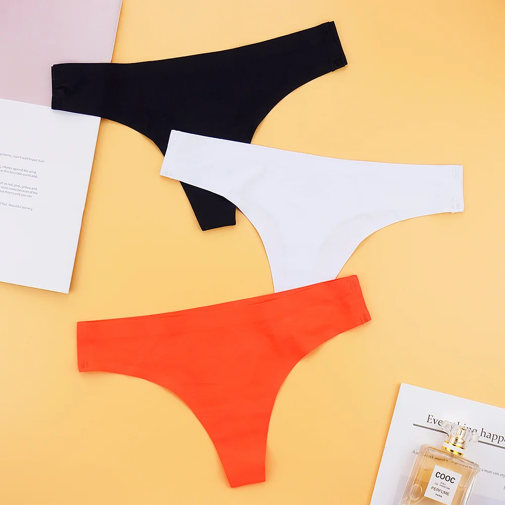 Billionm Sexy Seamless Thongs Ladies Ice Silk G-String Woman Sport Intimate Comfort Panties Female Underpants Plus Size S-4XL