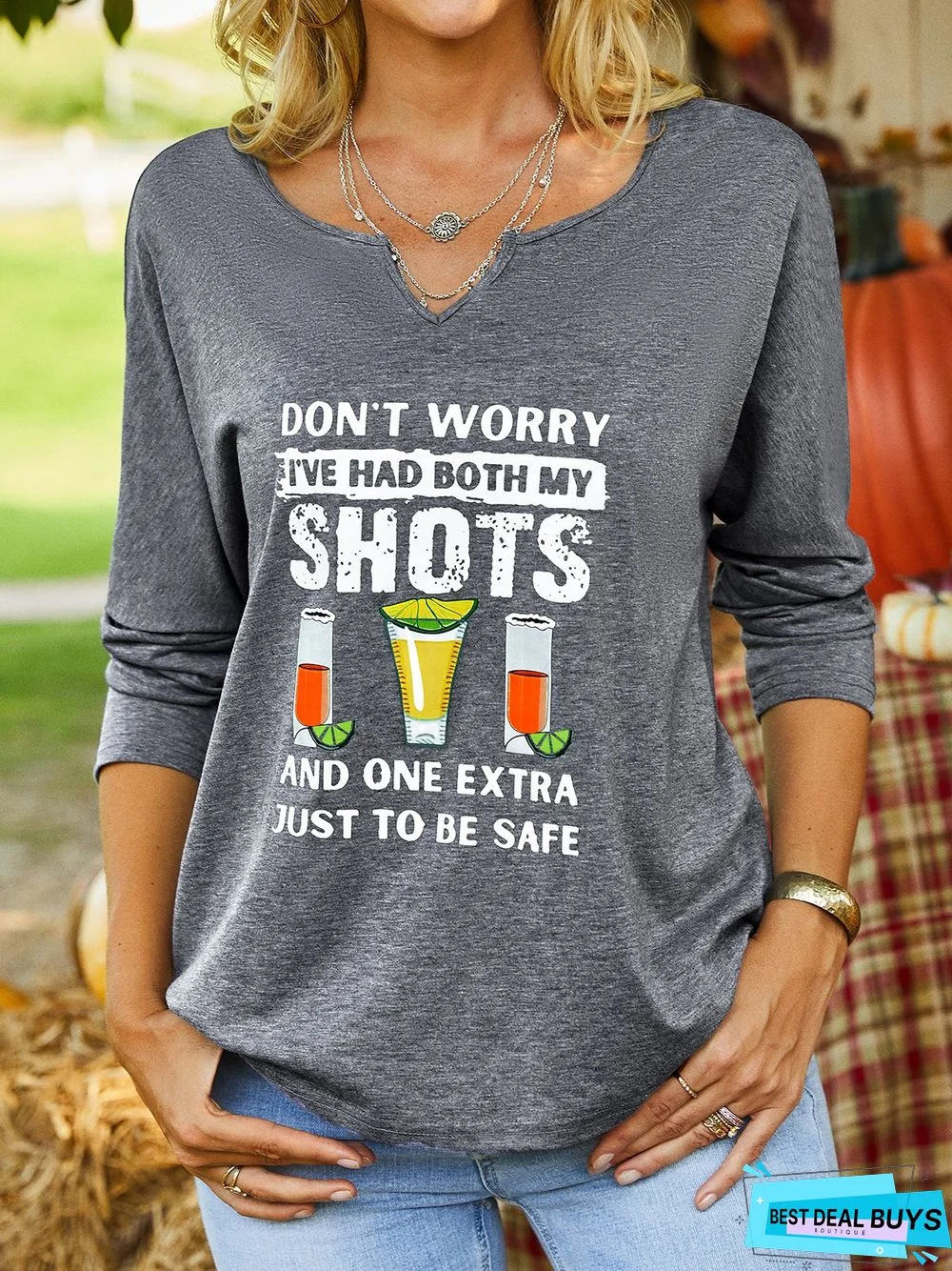 Casual Long Sleeve Printed Top Tunic T-Shirt