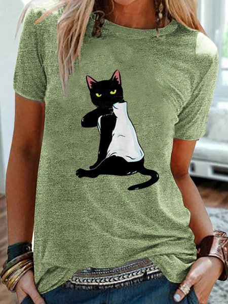 Short Sleeve Cotton-Blend Shirts & Tops Zaesvini