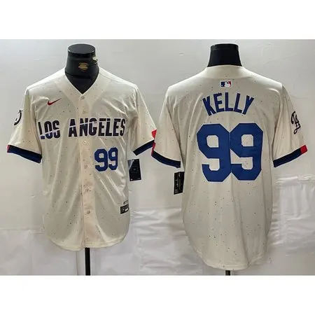 Men's Los Angeles Dodgers #99 Joe Kelly Cream Stitched Baseball Jersey IQ6T