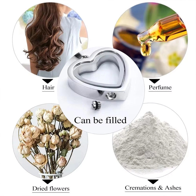 Minimalist Heart Shape 304 Stainless Steel Glass Locket Necklace