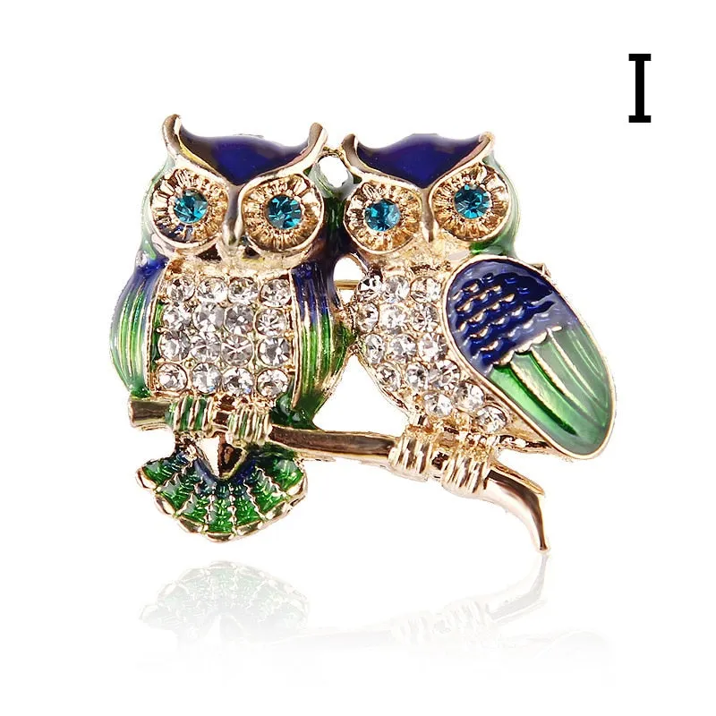 Women Bird Phoenix Owl Swallow Woodpecker Enamel Bird Brooches Women Alloy Brown Grey Bird Animal Party Casual Brooch Pins Gifts
