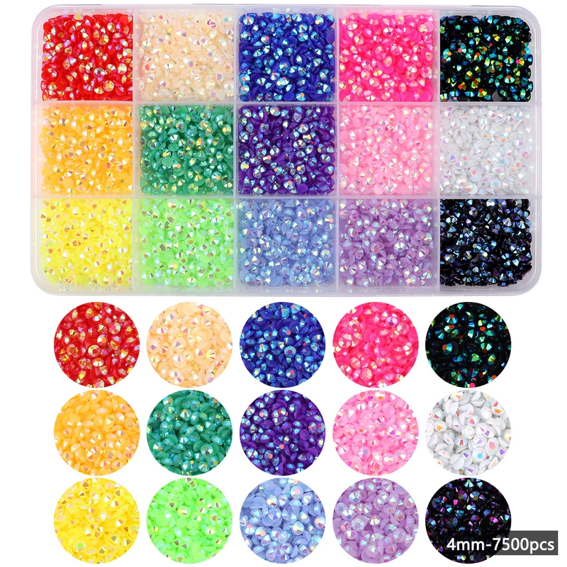 15 Color Resin Bottoming Drill Color AB Diamond Mixed Color Acrylic Diamond Handmade DIY Stick-on Crystals Large Transparent Rhinestone Jewelry Suit