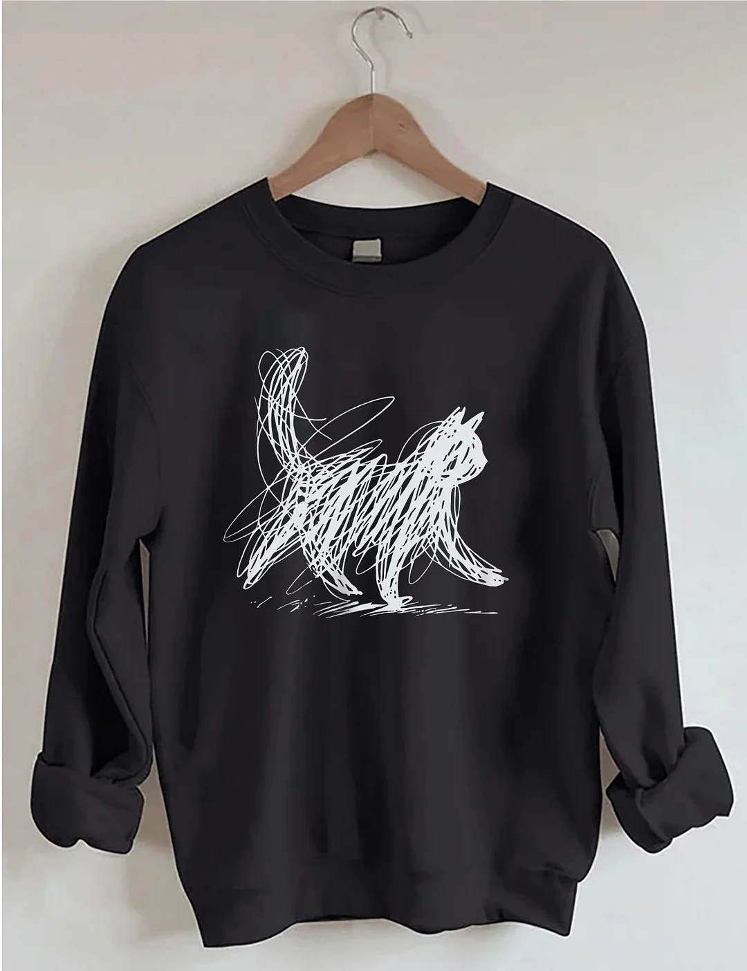 Abstract Scribble Cat Sweatshirt