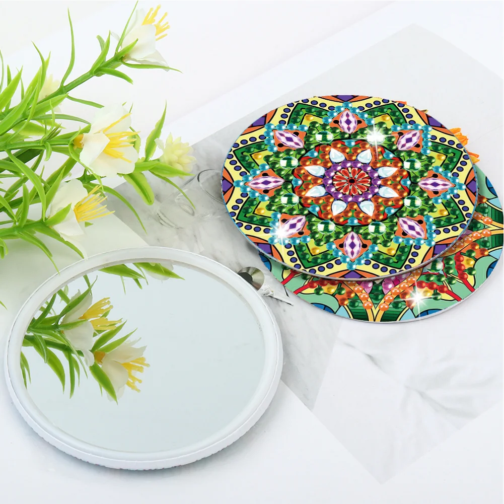 3pcs Diamond Painting Makeup Mirror Portable DIY Datura for Girl