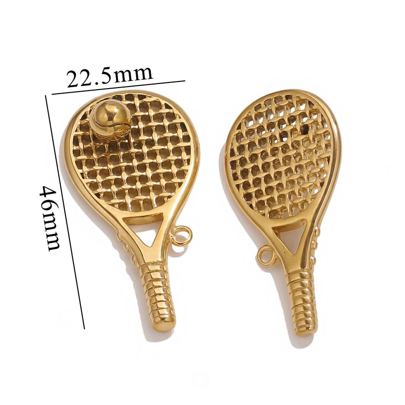 1 Piece 304 Stainless Steel Tennis Racket Pendant Jewelry Accessories