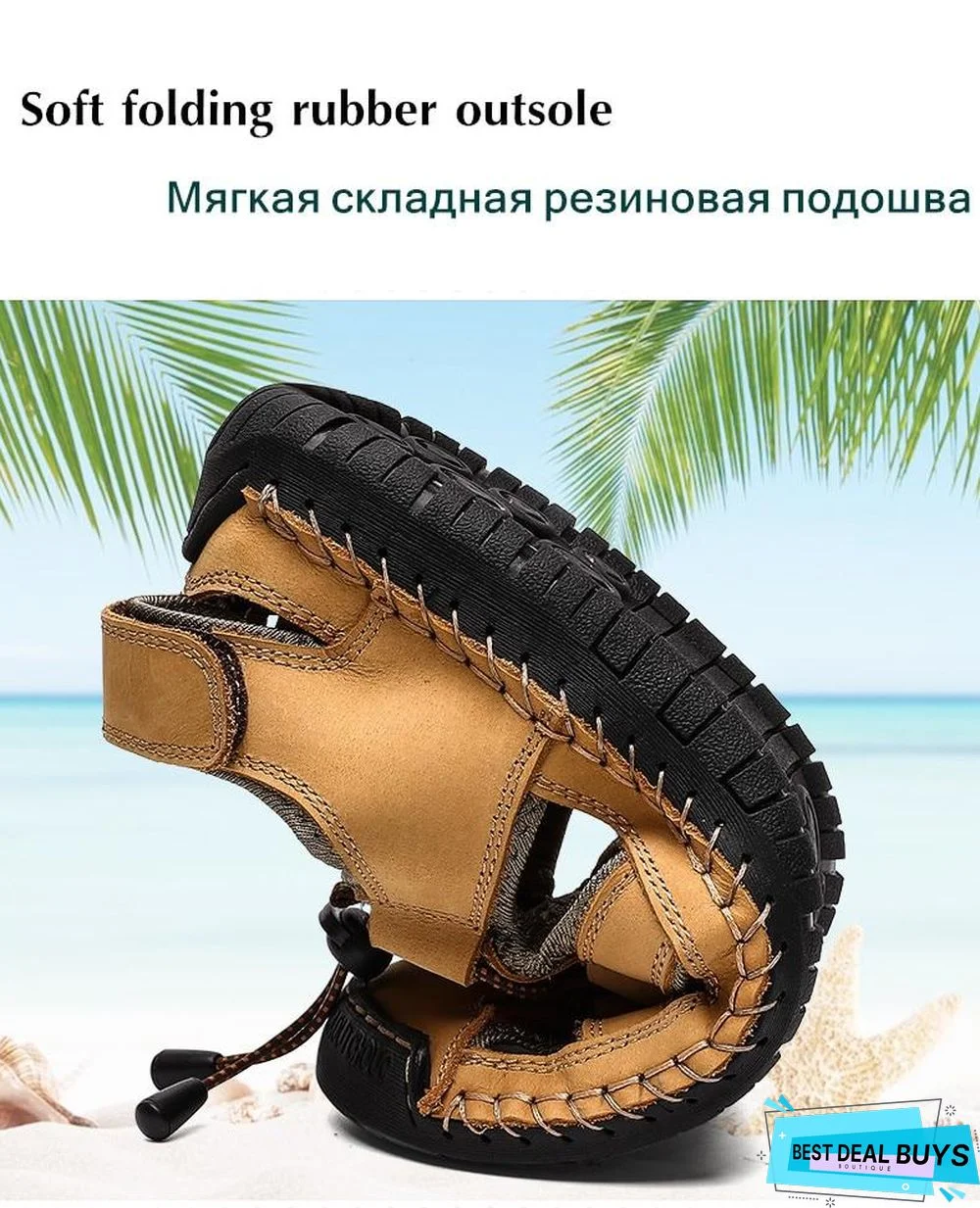 Men Genuine Leather Outdoor Sandal Shoes Classic Waterproof Walking Beach Sandals