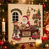 (20x20cm)Santa Workshop DIY Pearl Painting Art With Inner Wooden Framed Kit