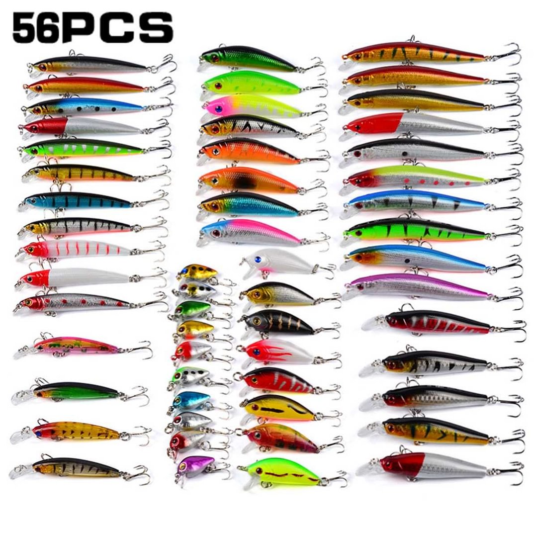 Fishing Lures Set 56pcs Mixed Wobblers Fishing Tackle High Quality