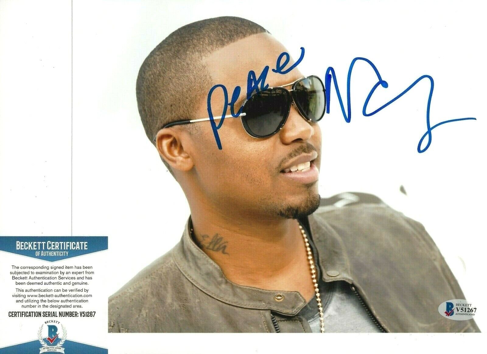 RAPPER NAS NASIR JONES SIGNED ILLMATIC 8x10 Photo Poster painting 1 LOVE BECKETT COA BAS AE