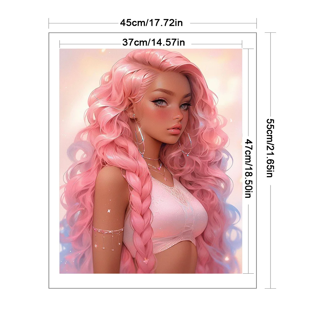 11CT Full Stamped Cross Stitch - Girl(Canvas|50*50CM)