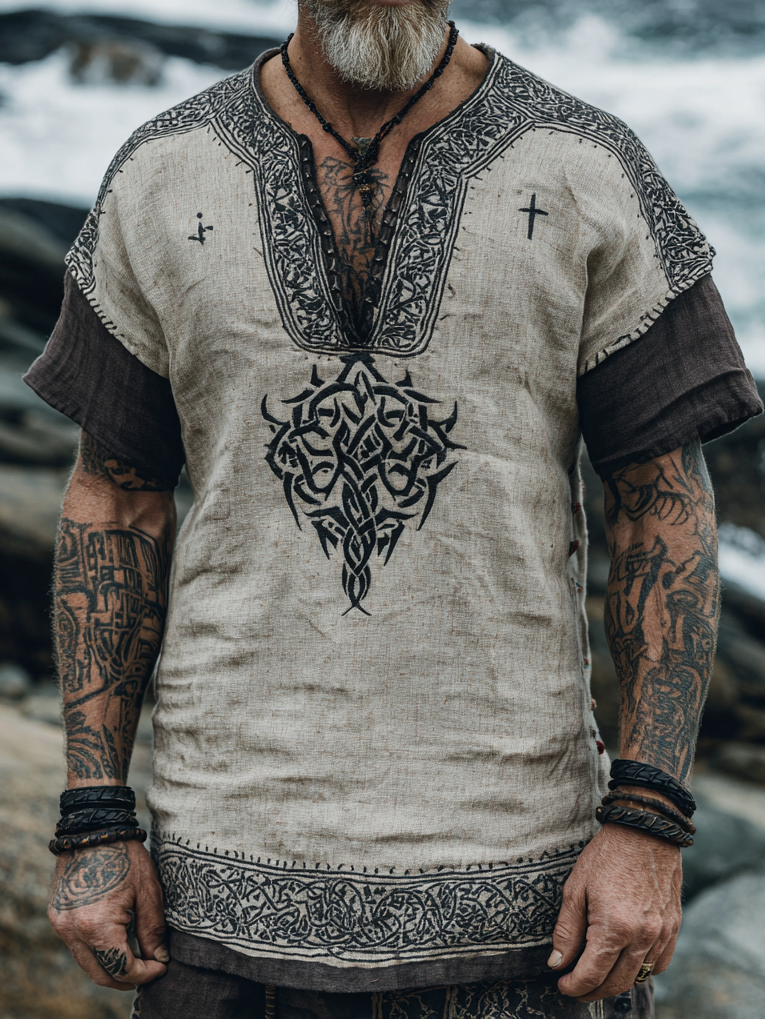 Men's Viking Inspired Yggdrasil Rune Short Sleeve T-Shirt / Rvogue / Rvogue