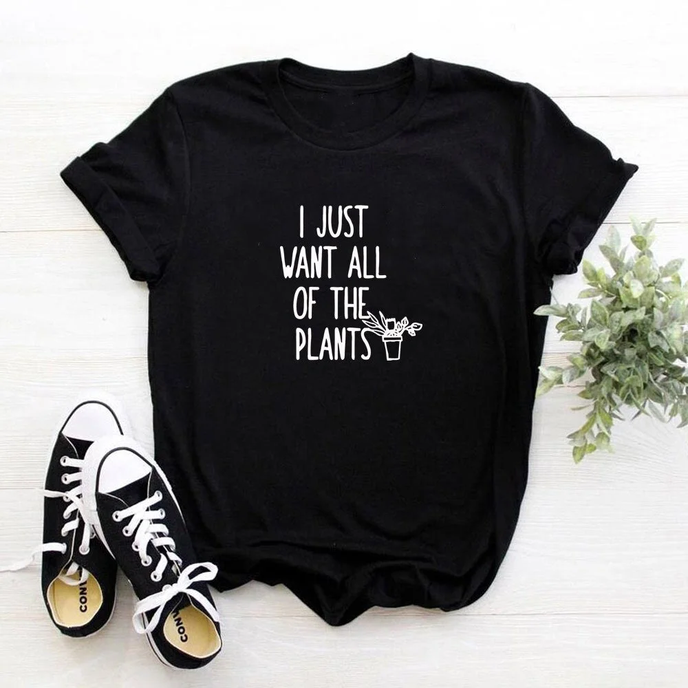 Plant cotton t Shirt Gift Idea Tops Crazy Plant Lady Shirt graphic Tees for wife Womens Present Gardening Garden Farm Farmer Mom