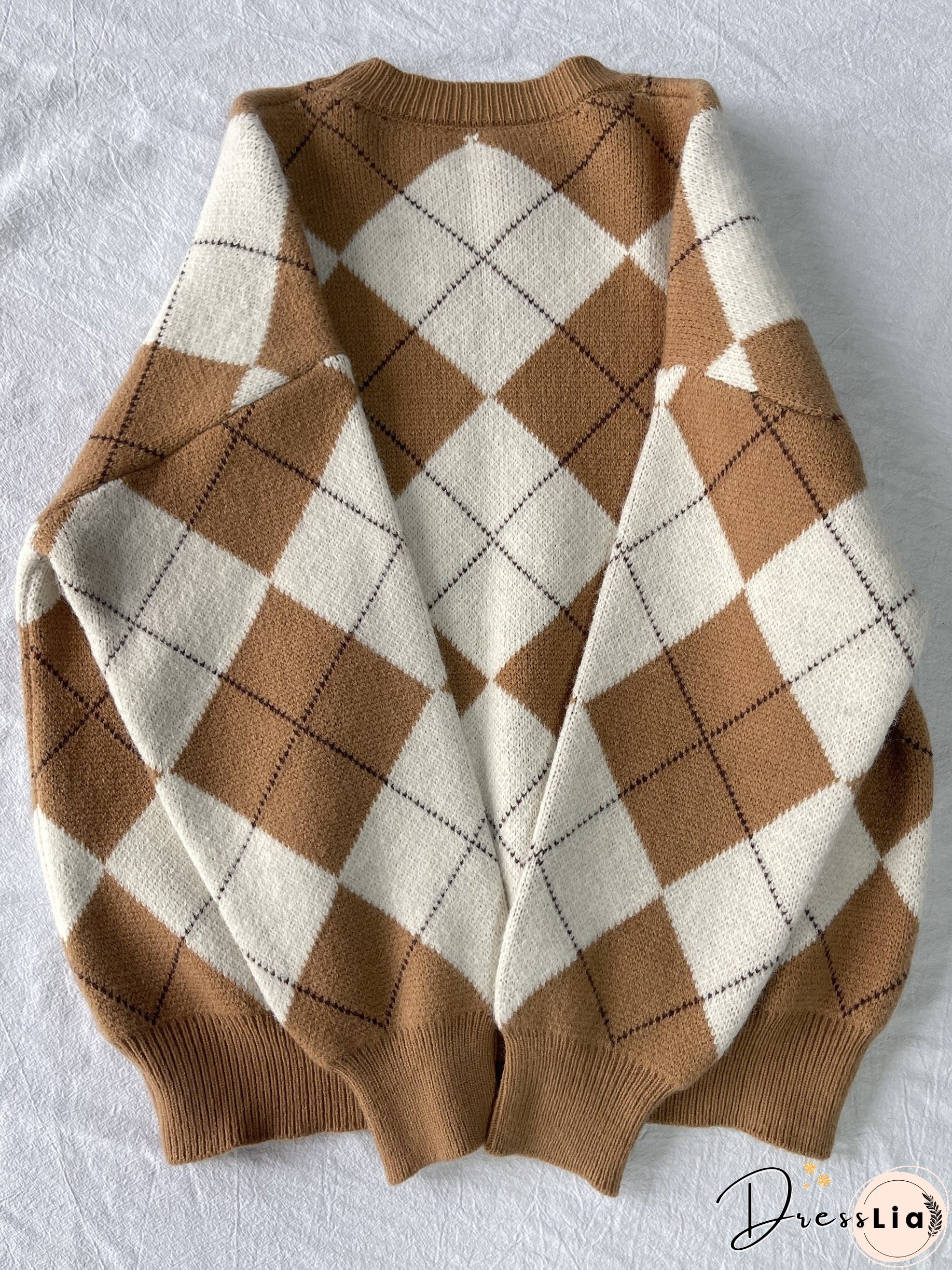 Plaid Pattern Crew Neck Pullover Sweater, Casual Long Sleeve Sweater For Fall & Winter, Women's Clothing