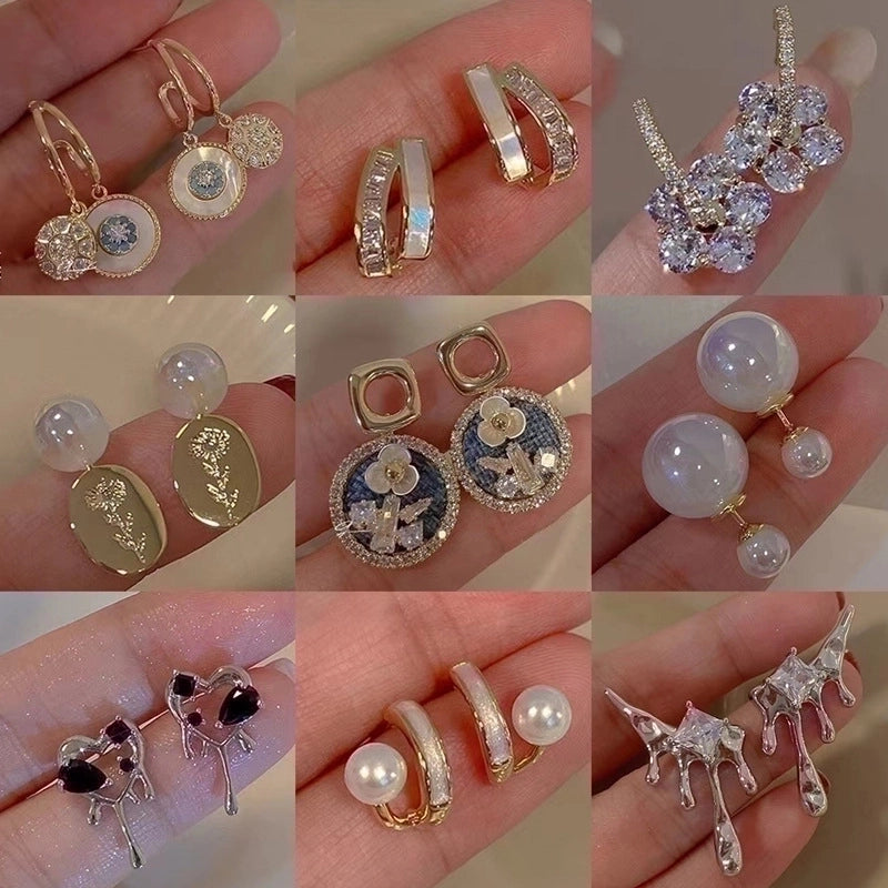 Sweet Heart Shape Wings Bow Knot Copper Plating Inlay Artificial Pearls Artificial Diamond Hoop Earrings Drop Earrings Ear Studs 1 Pair