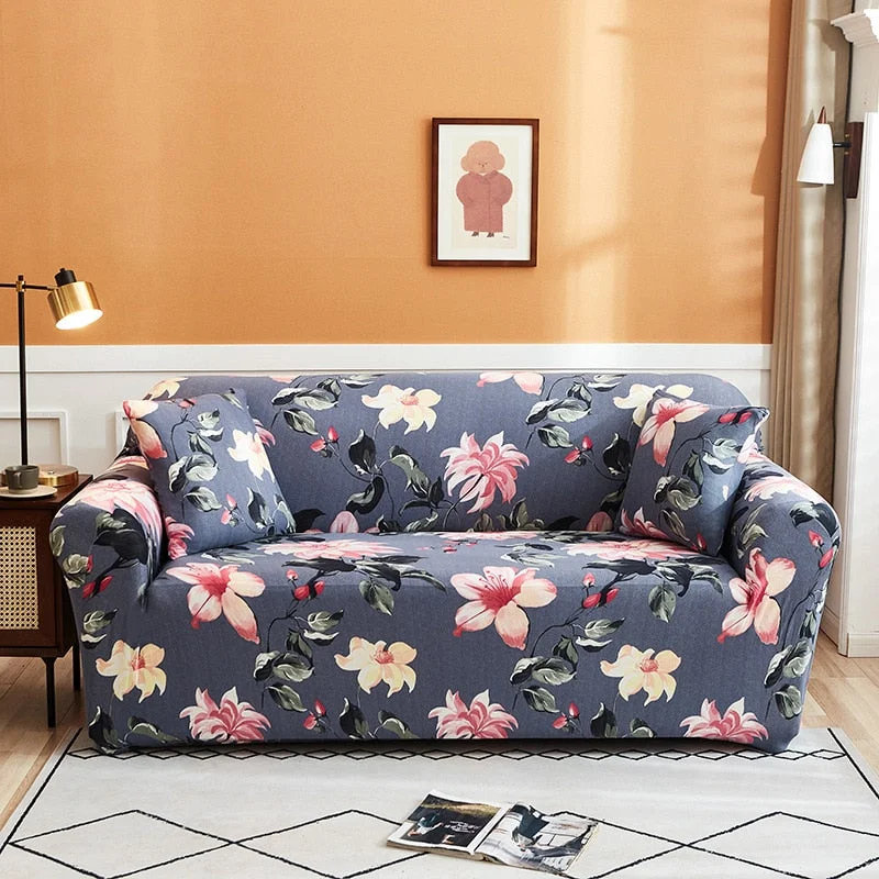 Nordic Floral Stretch Elastic Sectional Seat Sofa Cover Set Chaise Long Couch Slip Cover Armchair L Shape Case for Living Room