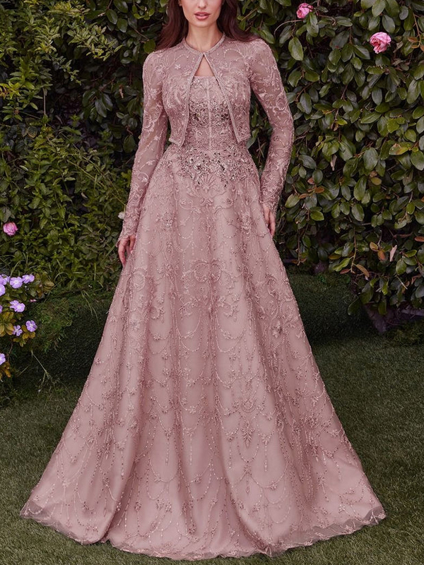 Lace Solid Color Maxi Dress