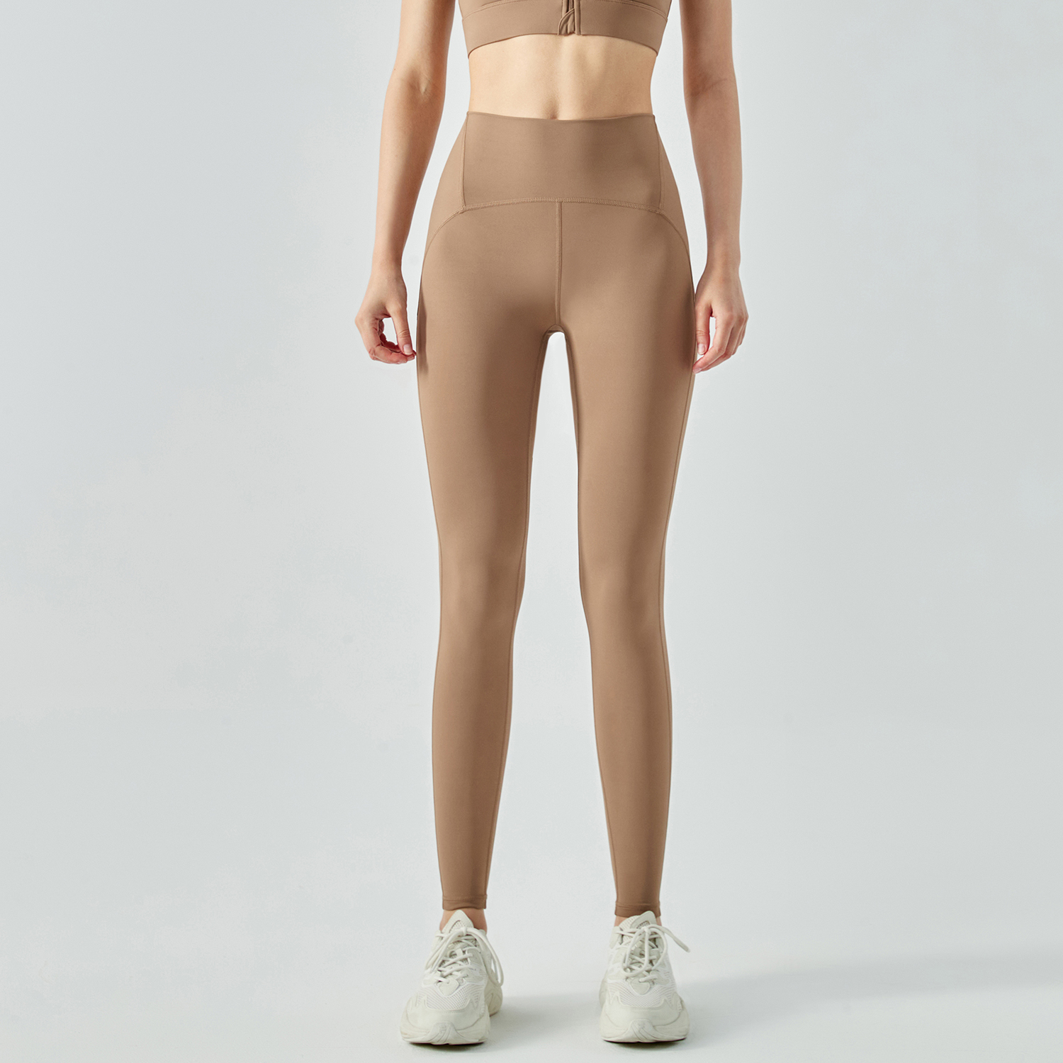 Buy Hergymclothing Cocoa anti-roll widened high waist butt lifting sustainable sports yoga leggings online