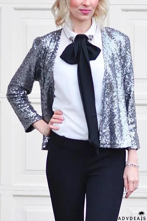 Sequin Long Sleeve Slim Blazer