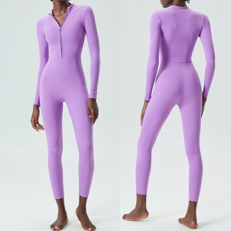 Zippered sports long-sleeved bodysuits