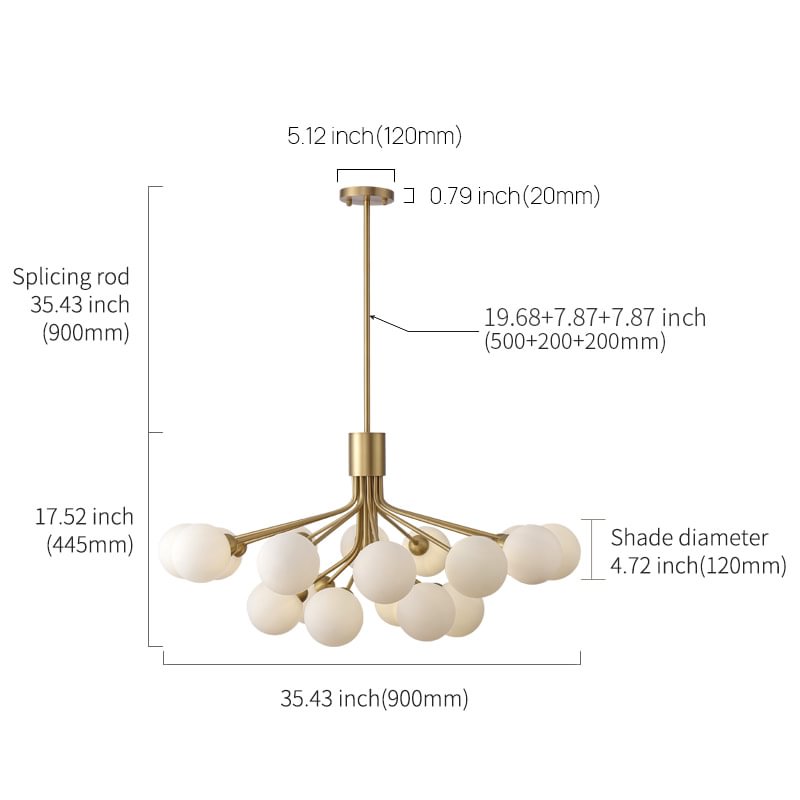 Apiales 18 Opal Glass Chandelier