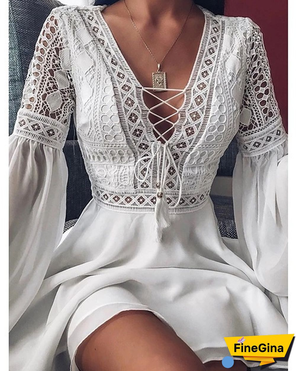 Women's A Line Dress Short Mini Dress White Black Red Long Sleeve Solid Color Ruffle Patchwork Spring Summer V Neck Hot Sexy Dresses