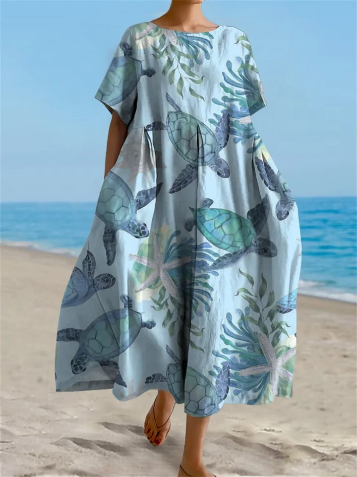 3D Printed Women's Loose Dresses New Large Hem Dresses-JRSEE