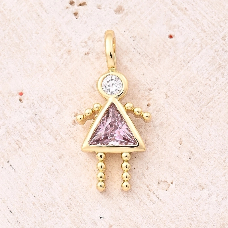 1 Piece 15x7mm Hole 2~2.9mm Copper Lucky Stone Birthstone Zircon 18K Gold Plated Geometric Simple Polished Jewelry Accessories Pendant