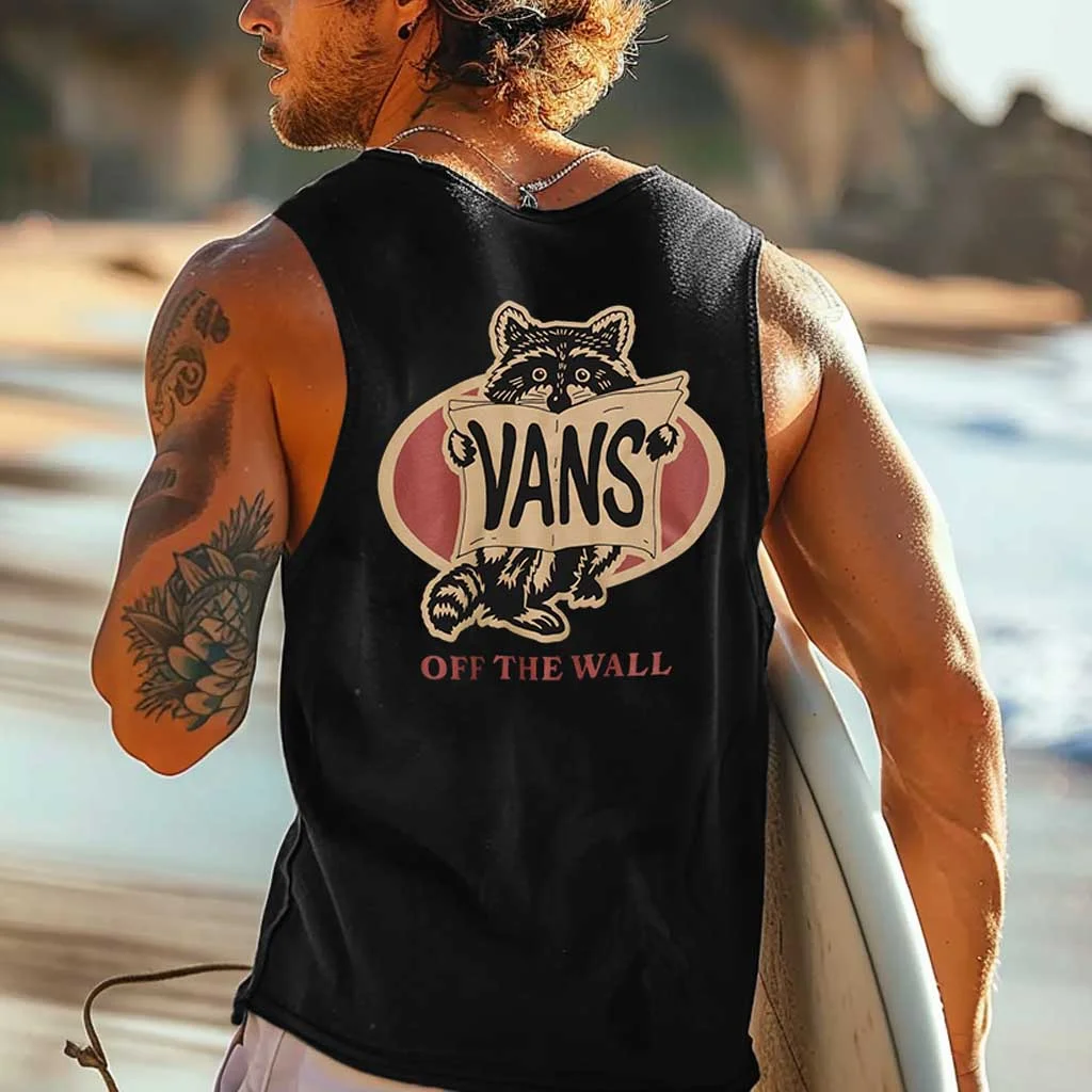  Raccoon Graphic Tank Top for Men - Perfect for Summer Beach Vibes