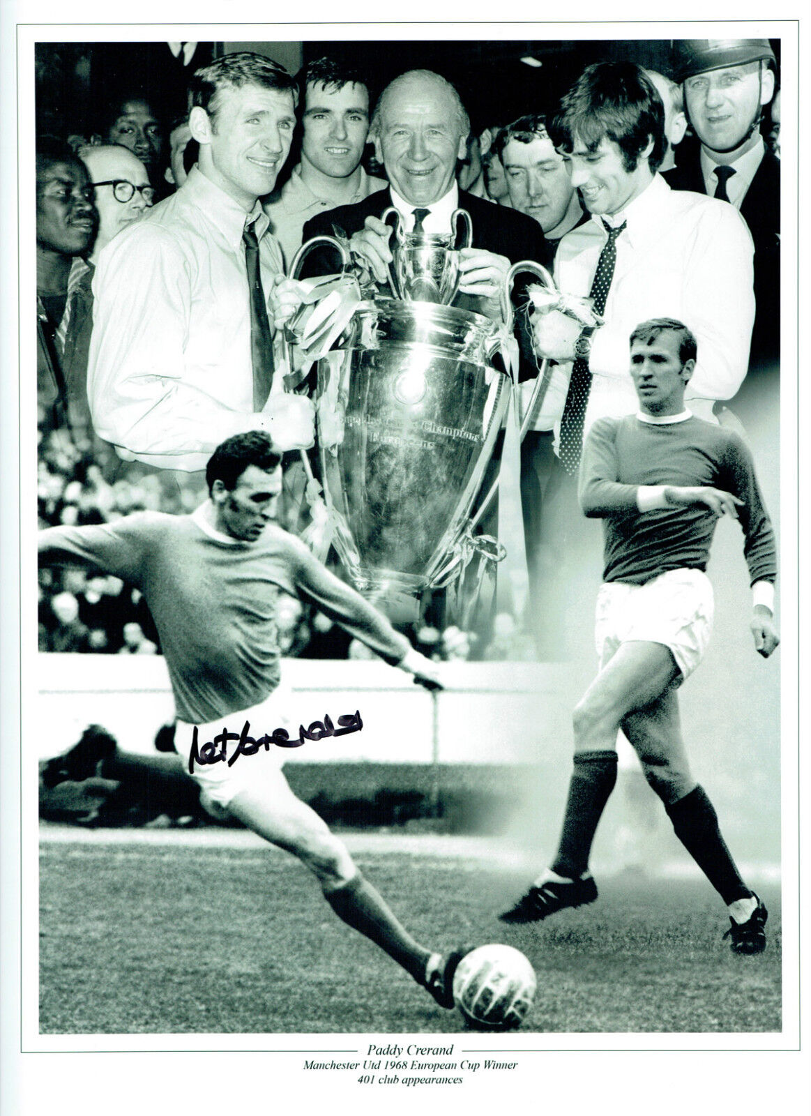 Paddy Pat CRERAND Manchester Utd Signed Autograph16x12 Montage Photo Poster painting AFTAL COA