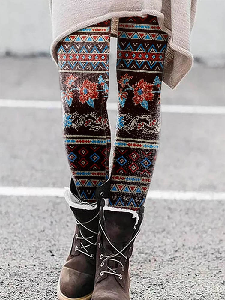 Women's Retro Geometric Print Casual Leggings