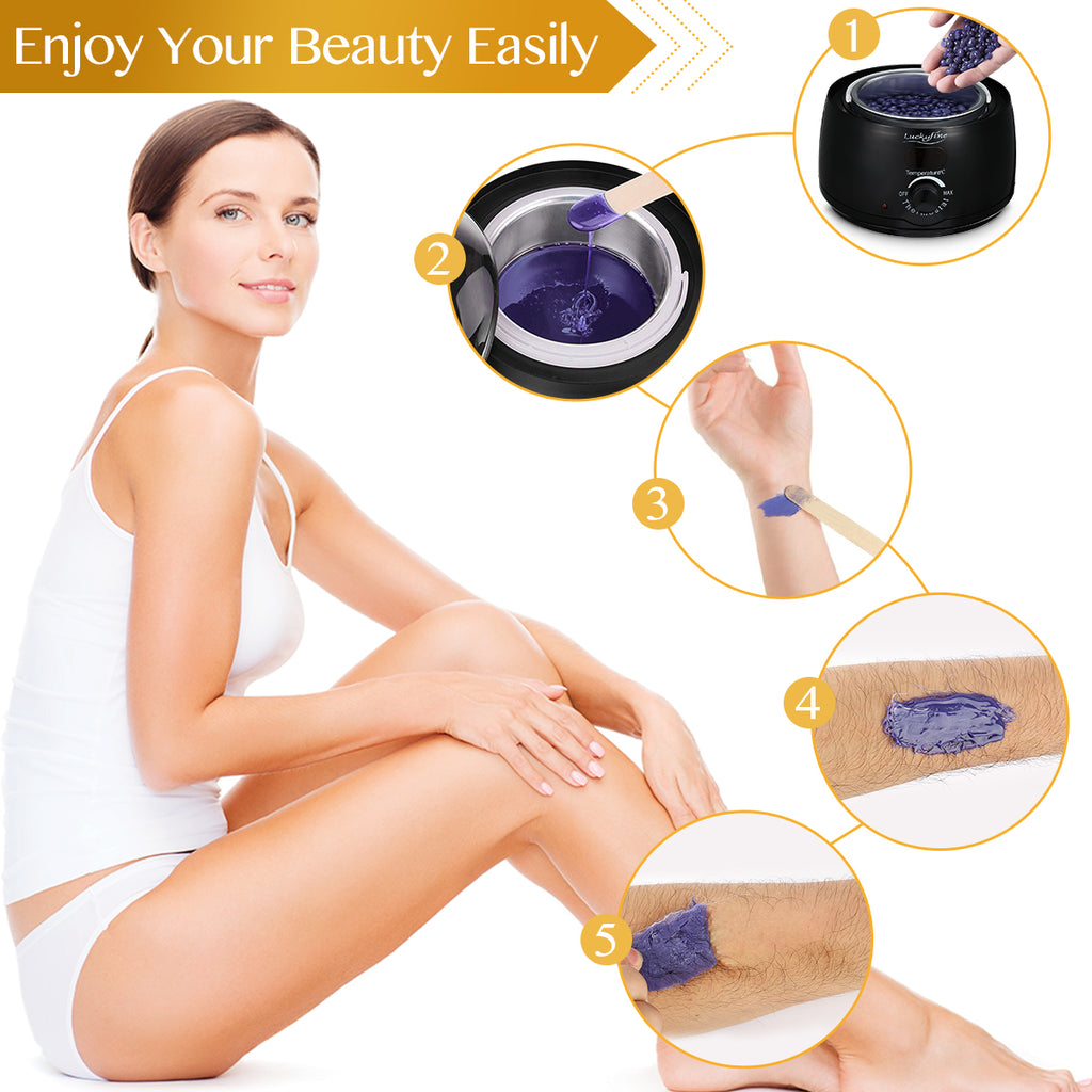 Luckyfine Professional Electric Wax Warmer With 4 * 100 g Wax Bean, 10* Stir Bar and 5* Anti-staining Ring-5