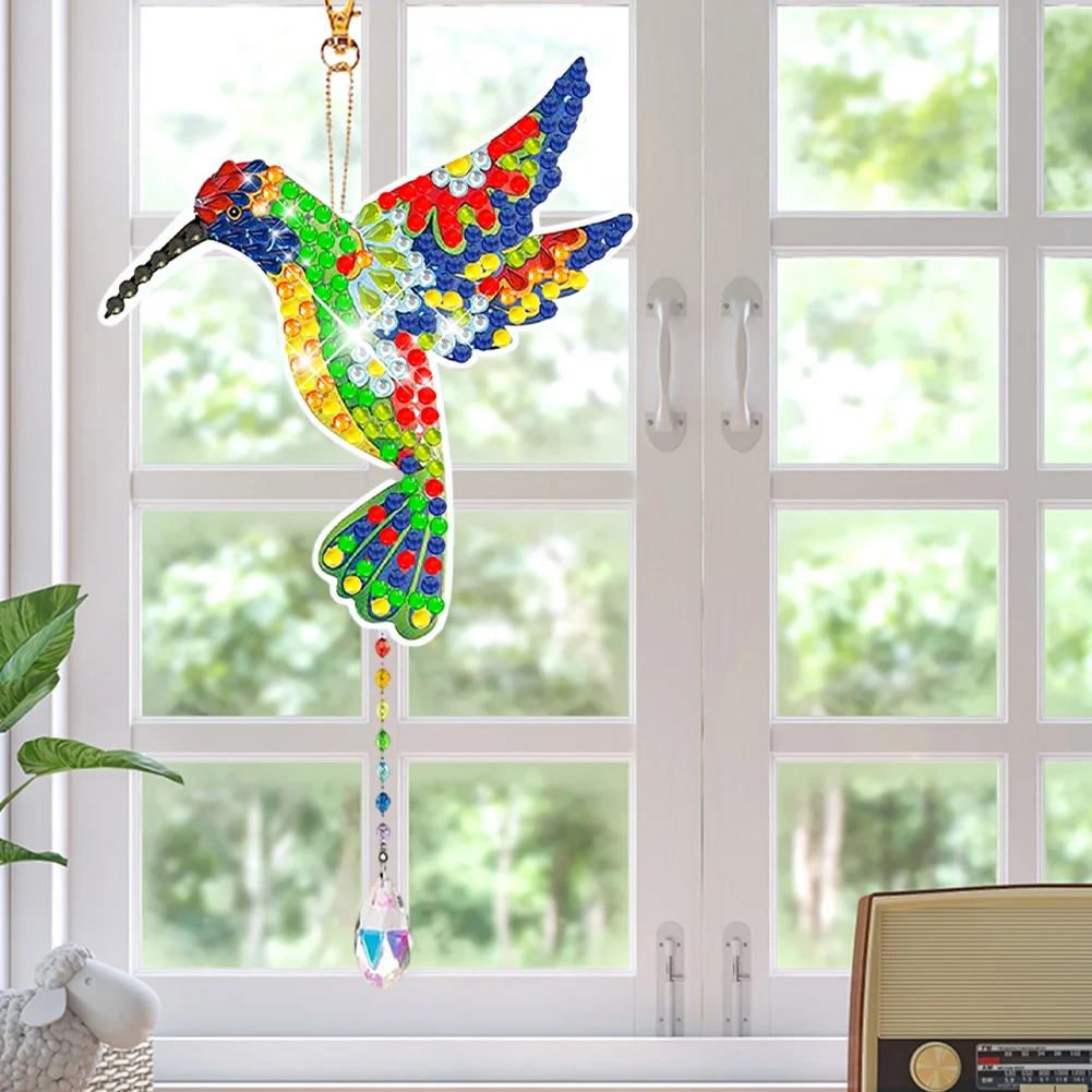 DIY Hummingbird Suncatcher Double Sided Crystal Painting Ornament for Window Decor