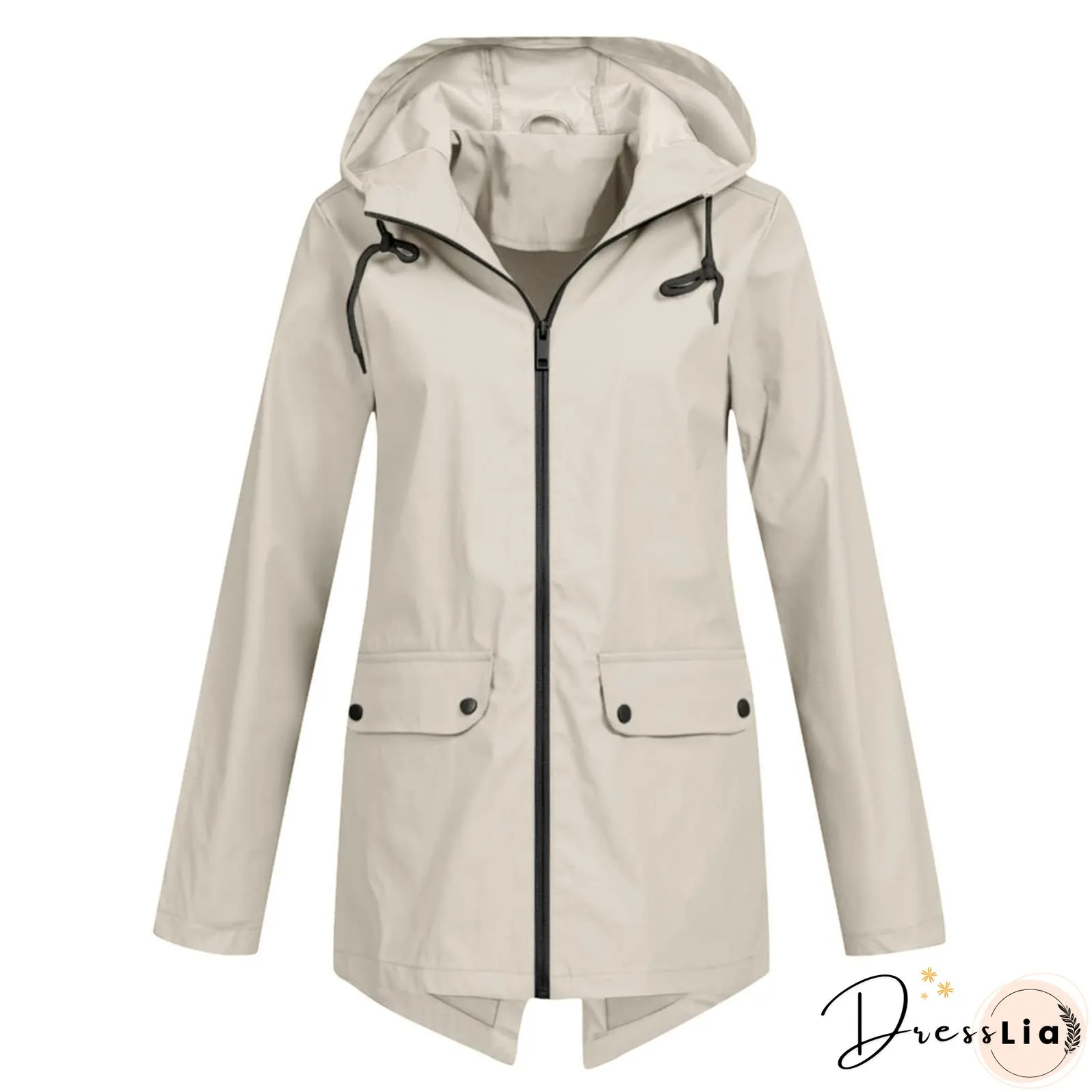 Women's Windcheater Zip Hooded Lightweight Outdoor Windproof Coats