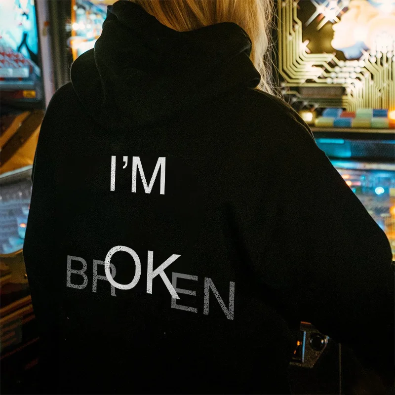I'm Broken Printed Women's Basic All-match Hoodie - Krazyskull