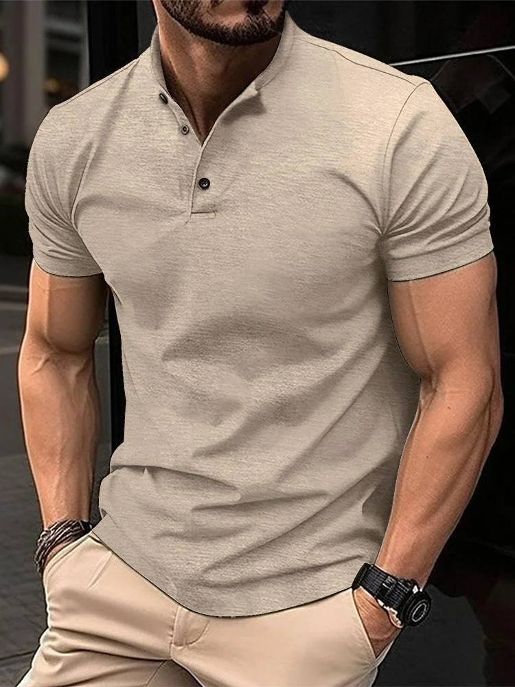 Men's Button Henley Neck Sports Polo Shirt