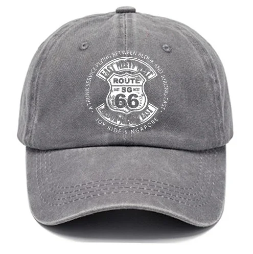 Men's Route 66 Print Washed Cotton Peaked Hat