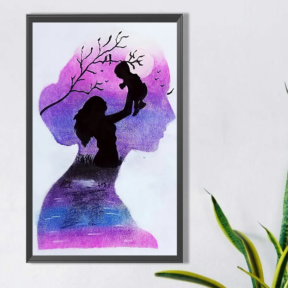 Full Round Diamond Painting 30*50cm - Mother Earth Silhouette