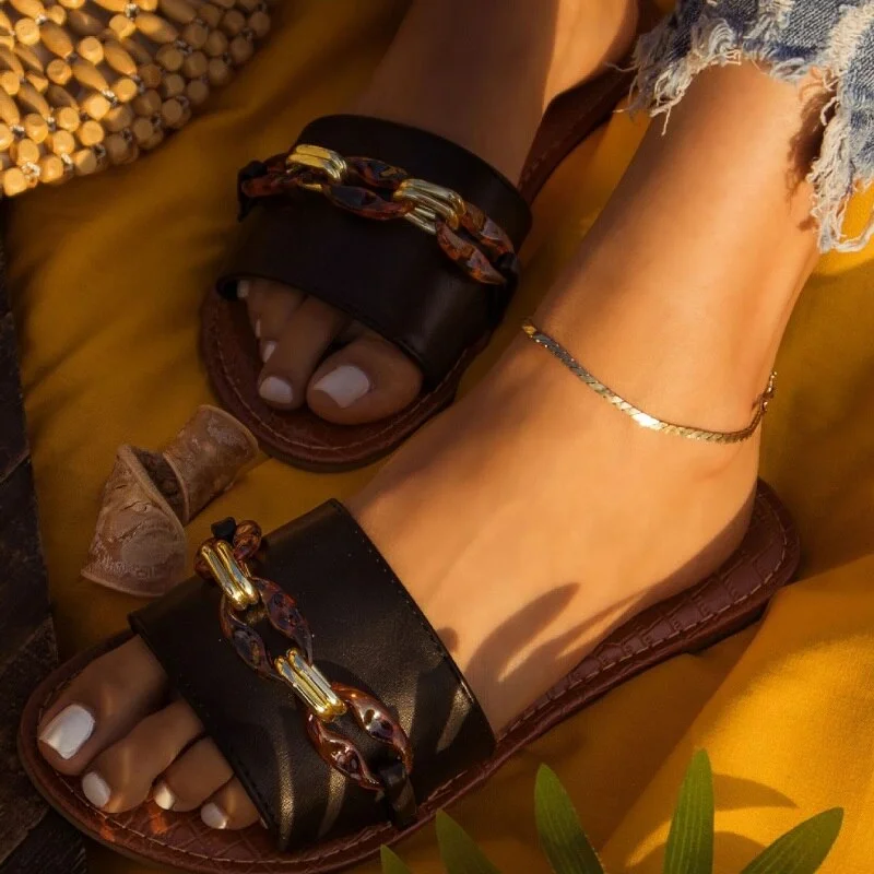 OALIZON Summer Women Beach Slippers Transparent Flat Shoes Ladies Sandals Clear Open Toe Outdoor Slides Female Roman Flip Flops